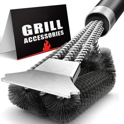 Barbecue Grill BBQ Brush Clean Tool Grill Accessories Stainless Steel Bristles Non-stick Cleaning Brushes Barbecue Accessories