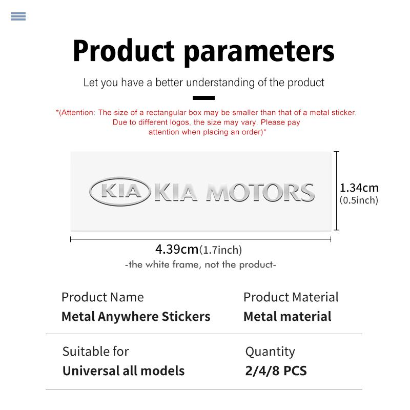 For KIA Car Badges Metal Stickers Interior Styling Decoration Sticker Cerato Soul Venga Forte Spectra Sedona Niro Cadenza