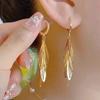 Elegante Quastenohrringe mit goldenen Flügeln - Luxus-Mode-Ohrklemmen für Damen