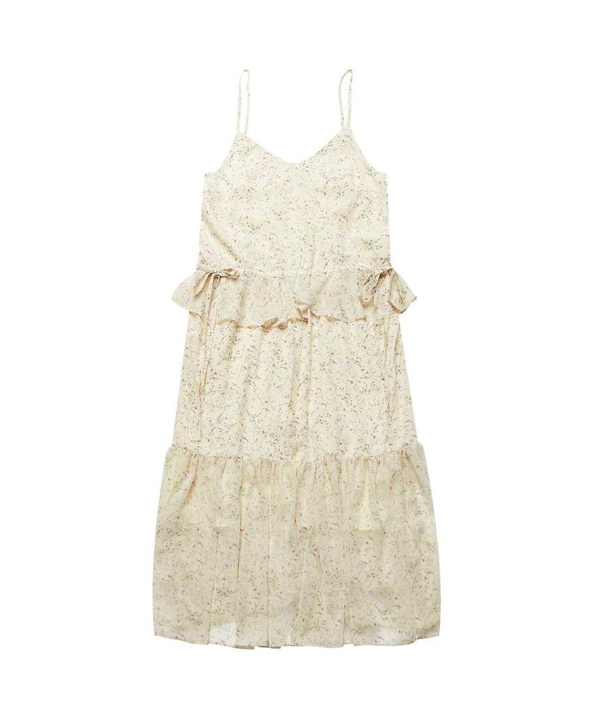 Weibeugeon Jacquard Chiffon Flower Long Dress Cream