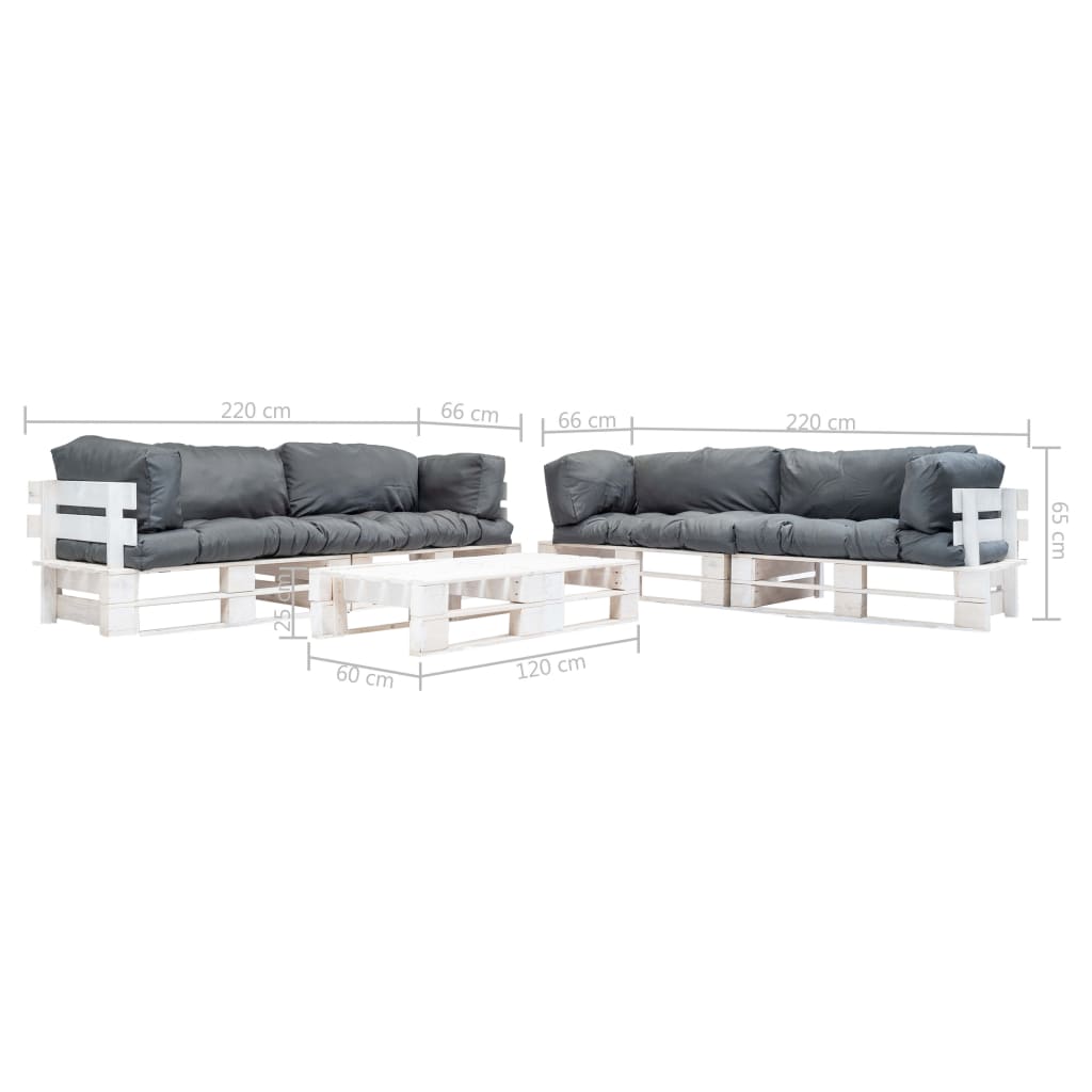 6 Piece Pallet Lounge Set with Grey Cushions Wood