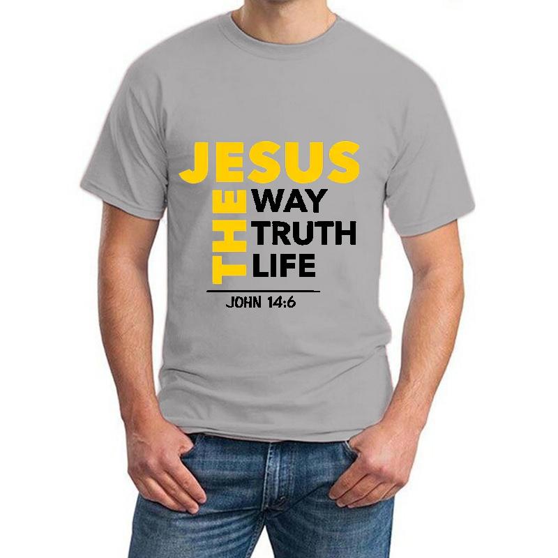 Ježíš Cesta Pravda Život Potisk Tričko Pánské Biblické Verše Oblečení Ležérní Trička s Krátkým Rukávem Léto Křesťanství Bůh Ježíš Trička