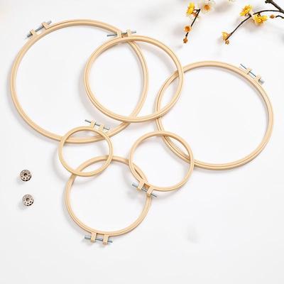Mehrgrößen Beige Bambus-Optik Metall Stickrahmen für DIY Blumen- und Kreuzstichprojekte