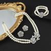 Elegant Pearl Rhinestone Earring Bracelet Necklace Set Evening Gown Wedding Formal Occasion Fashion Jewelry