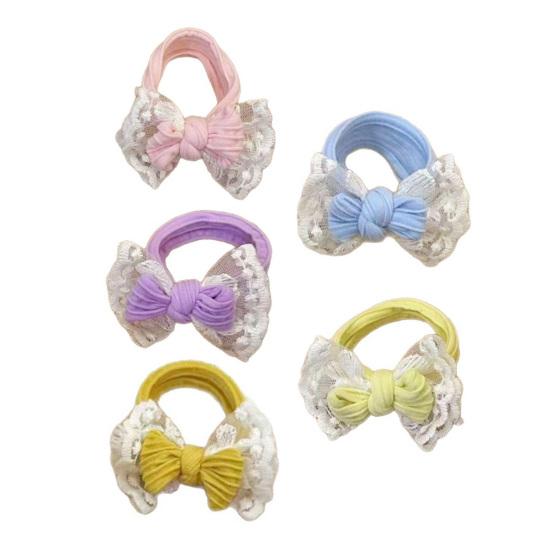 Yousheng Hair Tie Embroidery Lace Double Layer Bow Decor Hair Rope High Elasticity Ponytail Holder Women Hair