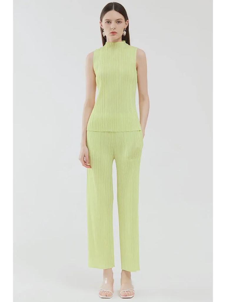 Miyake 2025 Sommer Damen Slim Ärmellos Stehkragen Weste - Vielseitiges Basic-Top