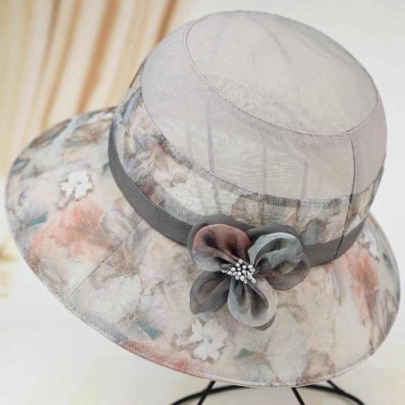 

Летняя широкополая шляпа от солнца, женская шляпа от солнца для мам, летняя тонкая шляпа от солнца для бабушек, шляпа для людей среднего и пожилого возраста Adjustable (56-58cm) - Free Windbreak Rope