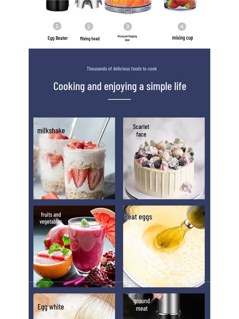 German Handheld Immersion Blender Mixer, Homogenizer for Baking, Glaze, Mousse, Commercial Multifunctional Basque.