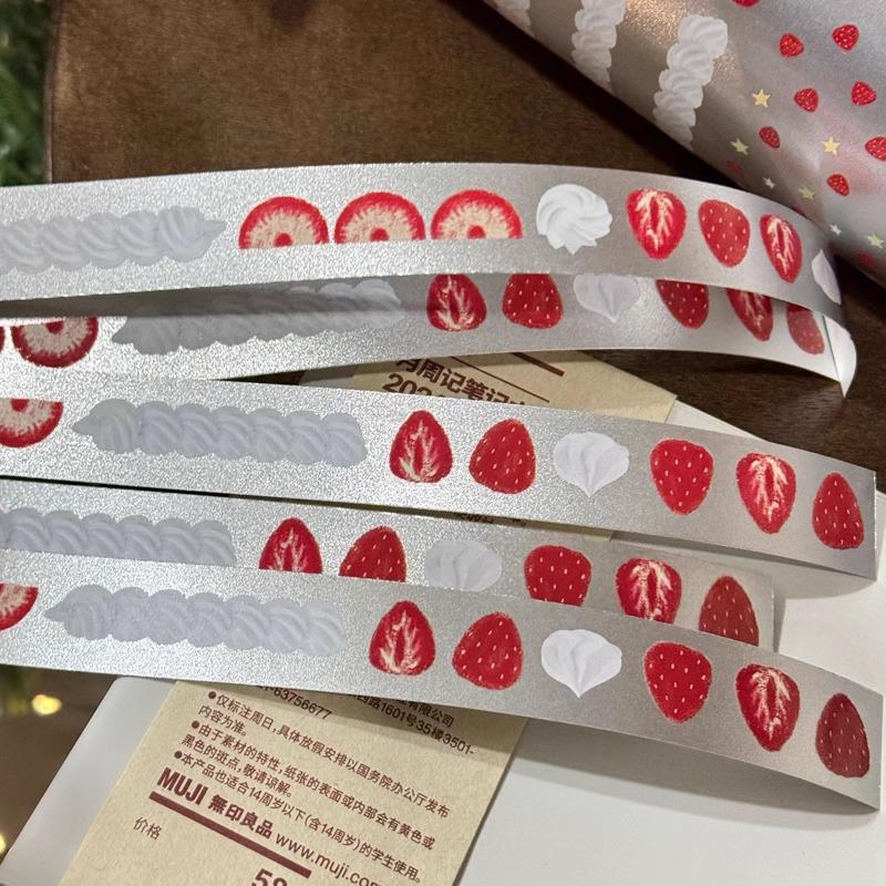 Cai Cai Xuan Xuan Strawberry Cream Star Frosted Silver Matte Washi Journal Tape