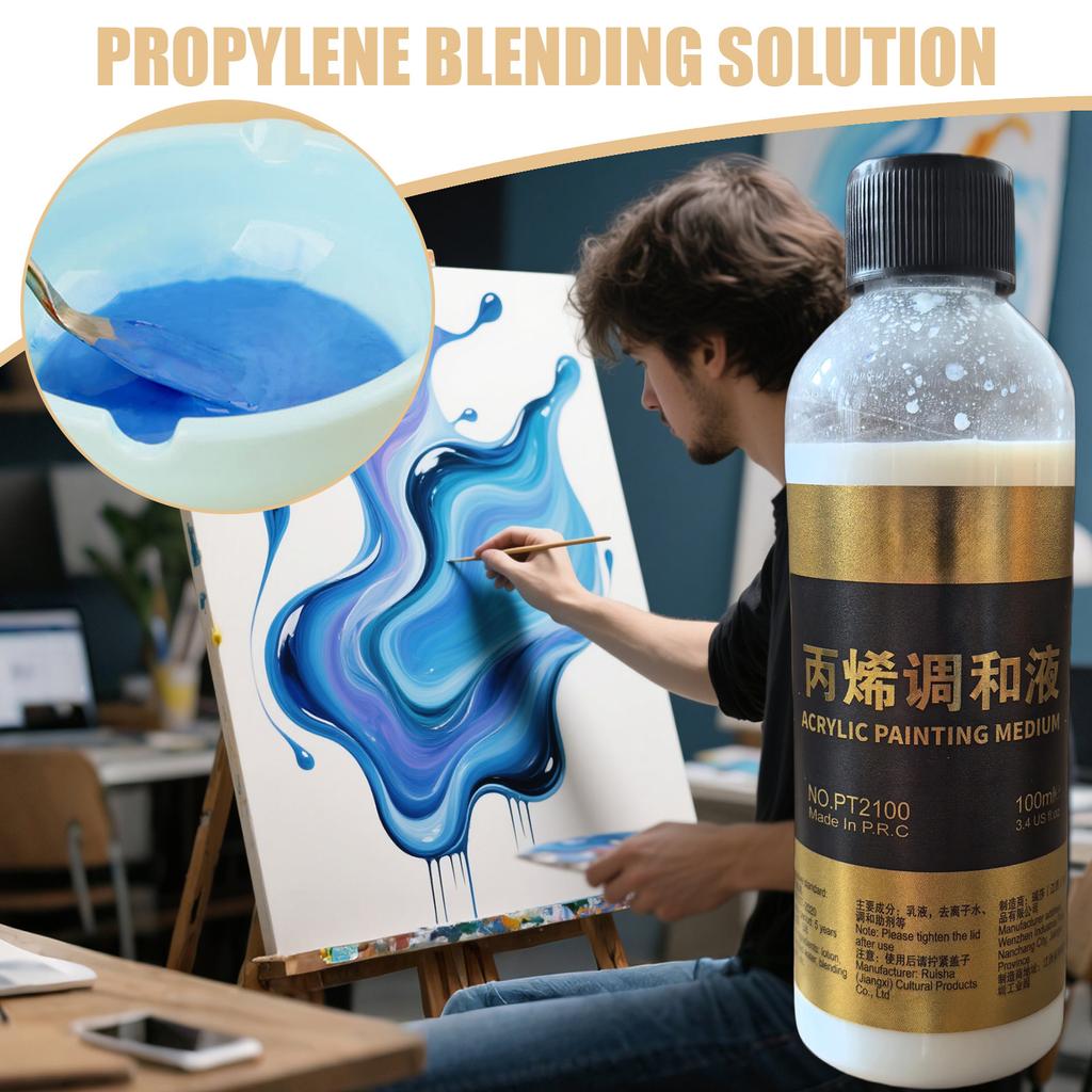 Acrylic Fluid Medium Paint Thinner Art Acrylic Paint Thinner for Teachers Artists Palette Preparation Color Blending Craft 100ml