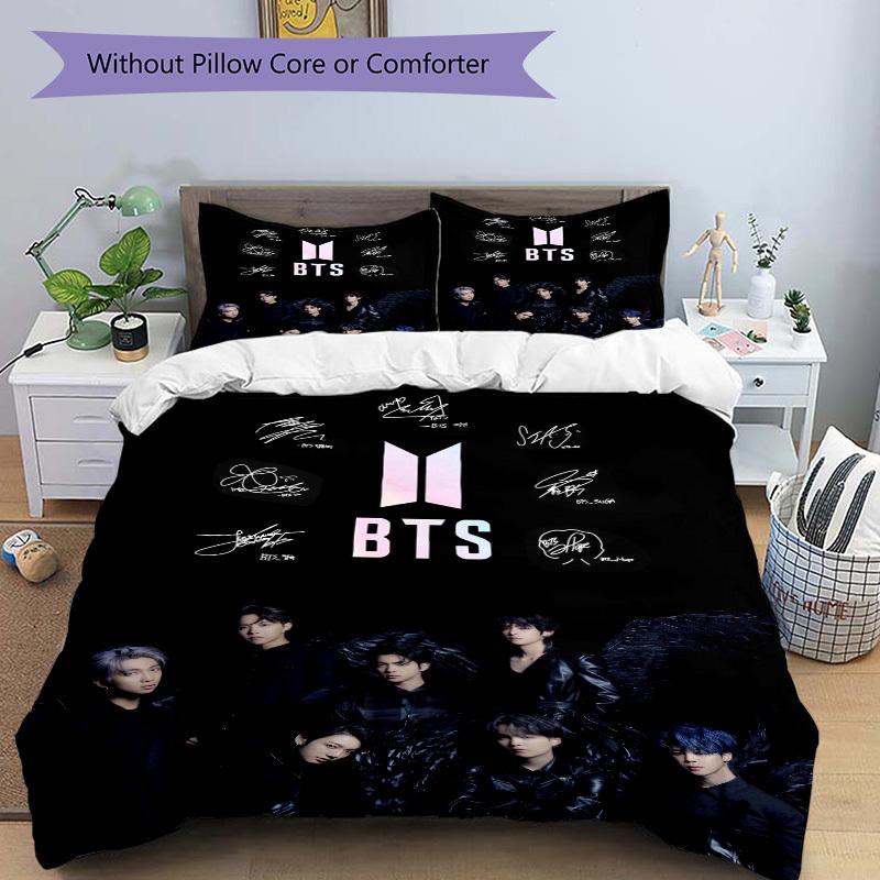 BTS Mitglieder mit Flügeln Bettwäsche-Set Bettbezug Geschenk für Schlafzimmer, Enthält 1 Bezug und 2 Kissenbezüge, Ohne FüllungB289
