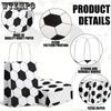 24 Pack Soccer Themed Paper Party Favor Bags with Handles - Durable Kraft Gift Storage Packaging for Sports Birthday, Team Events Tote Bags