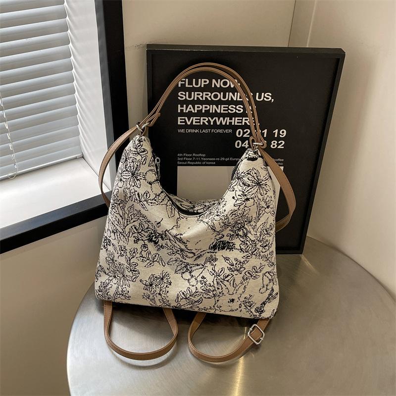 Casual Large-capacity Cloth Bag, New Women's Bag, Commuter Shoulder Messenger Bag, College Student Tote Backpack.