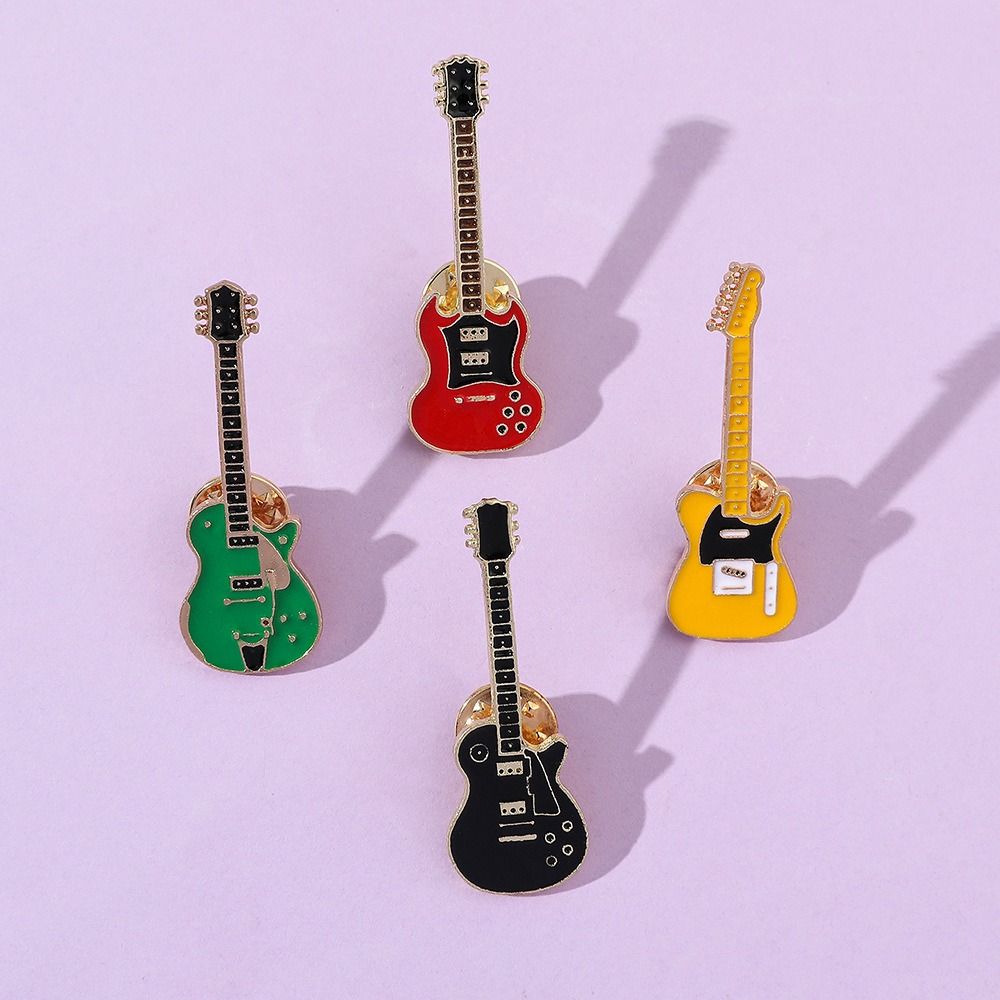 Cartoon Guitar Brooch Funny Guitar Enamel Pins Musical Instrument Guitar Lapel Badge  Gifts