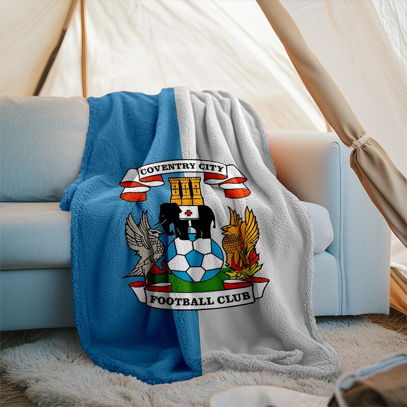 1PC Coven-try Football Club Crest Printed Soft Flannel Blanket Throw for Adult Bedroom Living Room Sofa Camping Travel Fan gifts Christmas Gifts