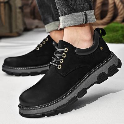 Mode Echtes Leder Herren Lederschuhe Klassischer trendiger Designerstil Jugend Outdoor Freizeit Motorrad Walking Dicksohlige Schuhe