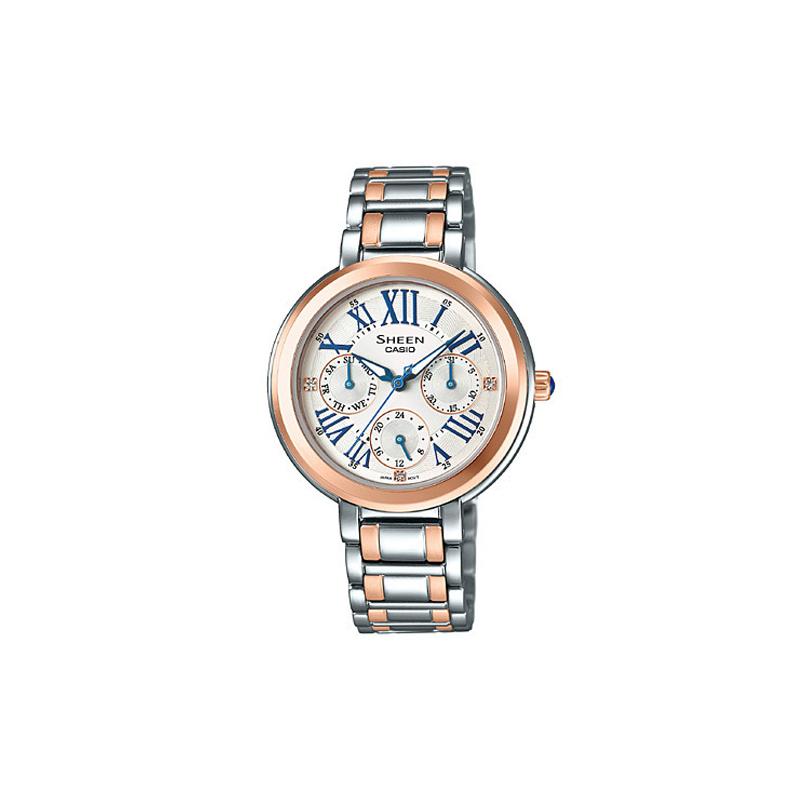 

Casio CASIOSHEEN Series Waterproof 50 Meters Quartz Movement Stainless Steel Strap Japanese and Korean Watch Women s Watch White Dial SHE-3034SGJ-7A