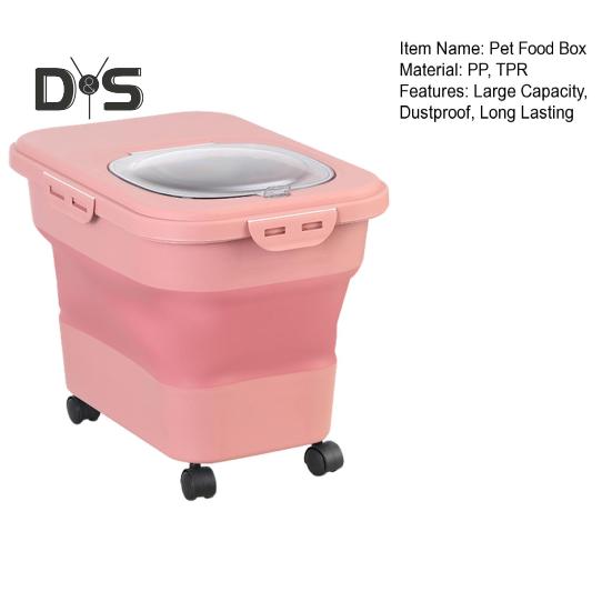 Collapsible Cat Dog Food Storage Container with Lid Wheels Design Large Capacity Dry Dog Cat Food Box Moisture Proof Box