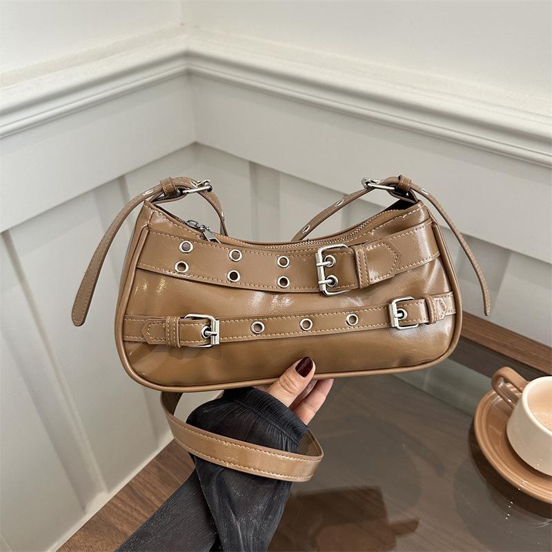 

2025 новая сумка через плечо с заклепками, нишевая, ретро, в стиле Spice Girl, сумка-мессенджер, повседневная сумка под мышкой, женская, для поездок на работу, Сен Мэн хаки