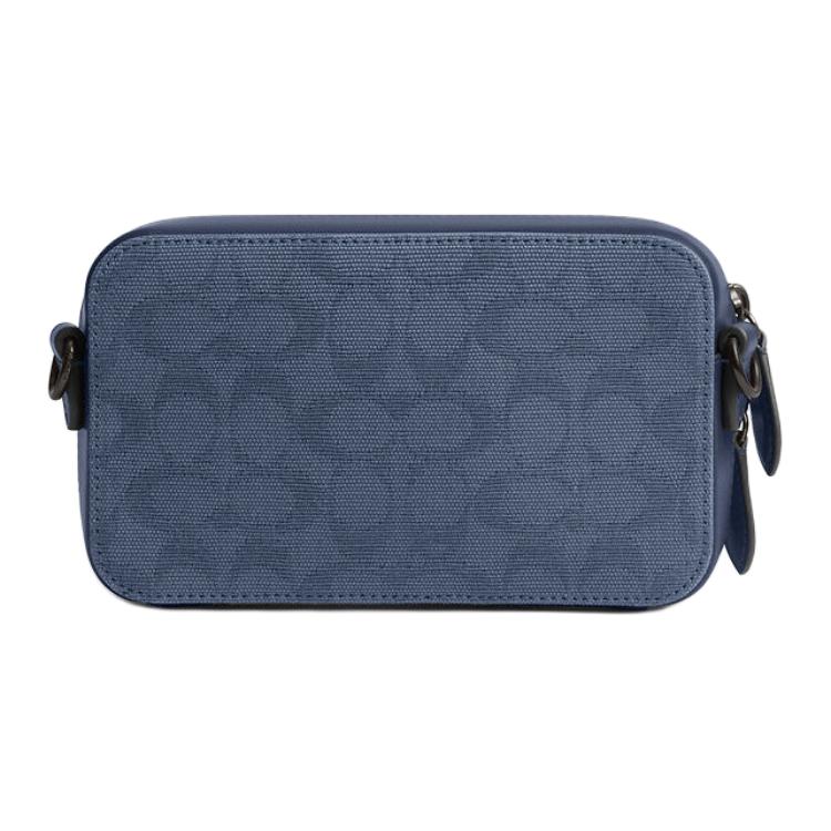 Coach Charter 19 Brand Full Print Pattern Zipper Closure Exquisite Calfskin Crossbody Shoulder Bag Small Men Bags Blue CU207-D61