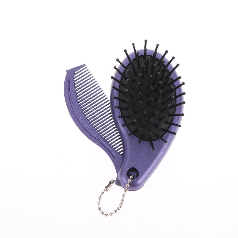 3-in-1 Portable Hair Brush With Mirror And Flat Top Comb Foldable Dual-Use Massage Feature Trendy Air Cushion Comb