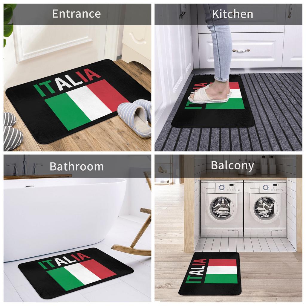 Italien Flagge Haustürmatte Anti-Rutsch Außenbereich Saugfähig Italienisch Stolz Fußmatte Garten Garage Eingang Teppich Teppich
