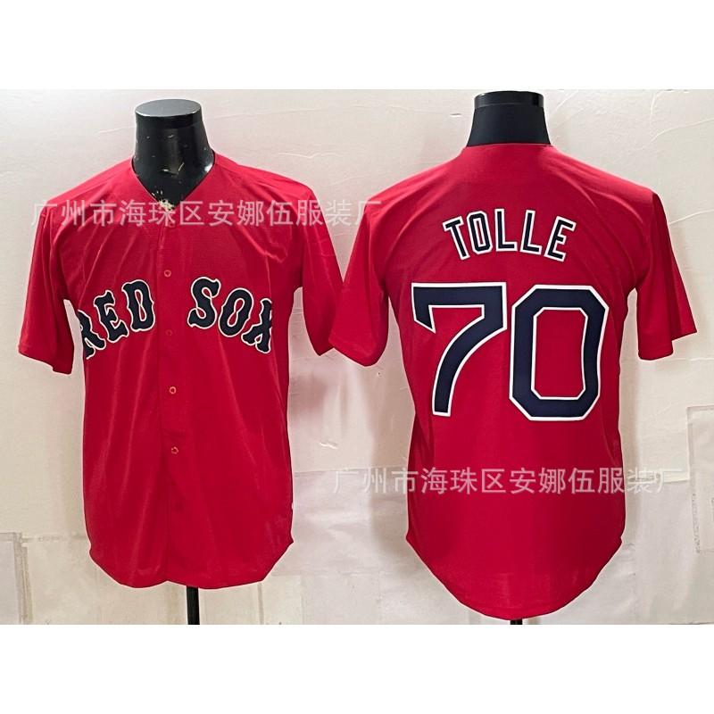 Maglietta da Baseball Unisex Ricamata Boston Red Sox Abbigliamento Sportivo Miscela di Cotone Traspirante Abbigliamento per tifosi