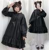 Milky Time Women's Black Lolita Gothic Lolita Dress with Crescent Moon Design, Long Sleeves, Medium Size, Cosplay Costume