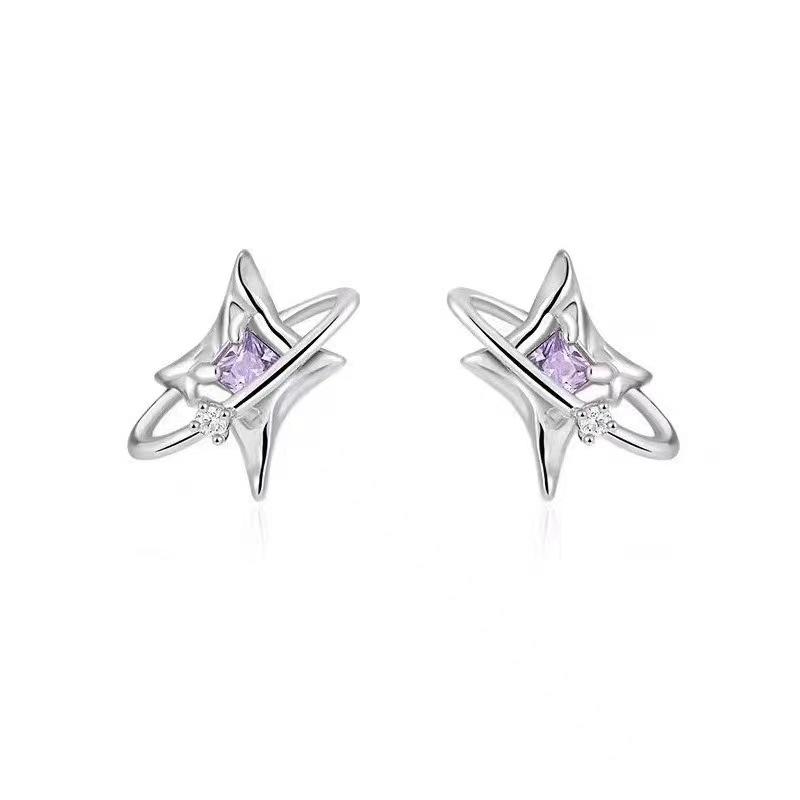 Zircon Mangxing Earrings Earrings Women s Niche Design Sense 1111 New Versatile Temperament Advanced Earrings Trendy Jewelry