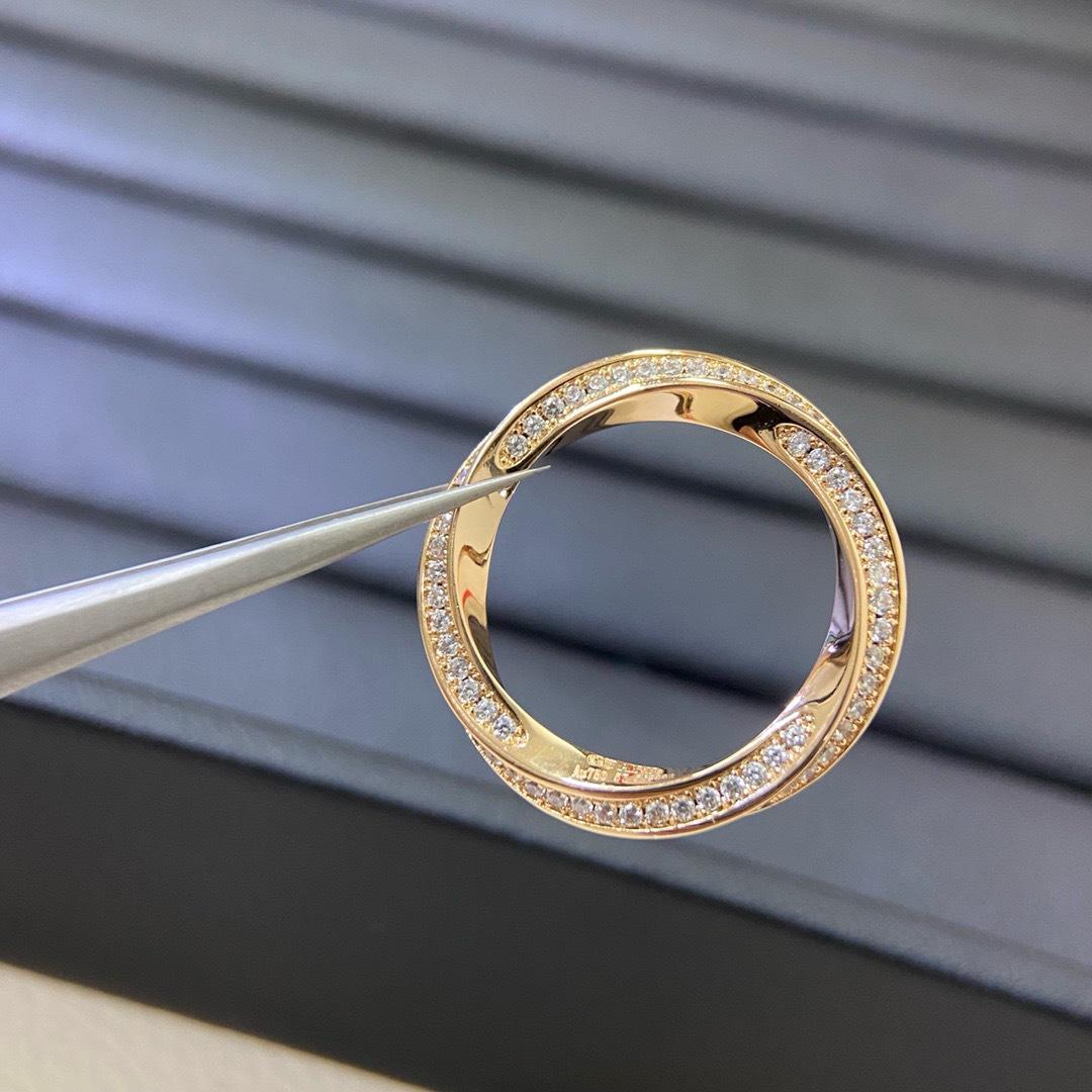 

2025 Möbius Twist Gold Ring with Diamonds: Luxury, Fashionable, Simple Design for Women Size 6 рожевий колір золота