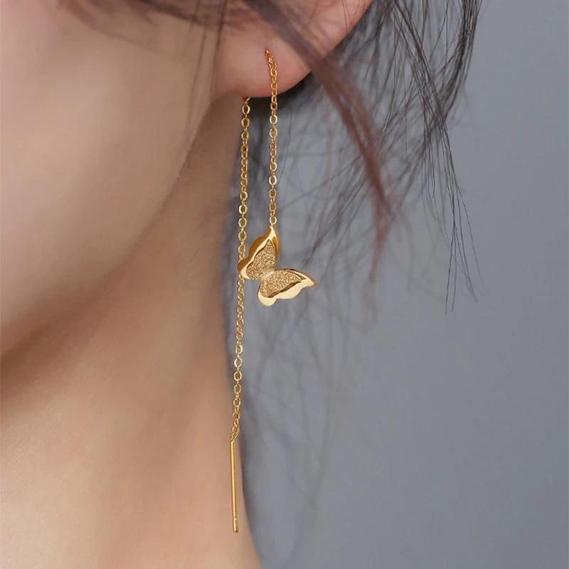 Orecchini Pendenti Lunghi con Nappe in Acciaio Inossidabile Color Oro Moda per Donna Semplici Geometrici Unici Orecchini Coreani Gioielli da Matrimonio Regali