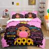 3D Print American Black Girl Duvet Cover Set,Black Girl Magic Bedding Set Full Size,Cute Little Afro Black Princess Comforter