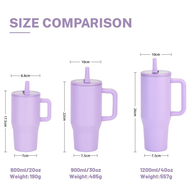 1200ml Double Wall Vacuum Insulated Travel Tumbler With Leakproof Foldable Straw Lid Car Office Outdoor