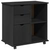 Mobile Cabinet In Black 63.5 X 39 X 65.5 Cm Solid Pine Wood