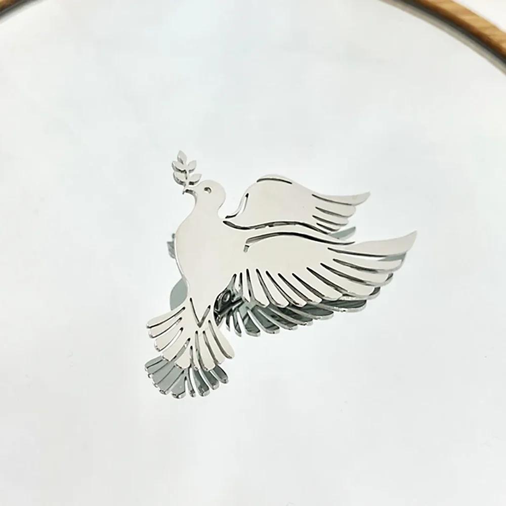 

Stainless Steel Brooches for women Metal Dove Brooch Women s Suit Lapel Pins Jewelry Accessories Romantic Wedding Party Gifts серебряный