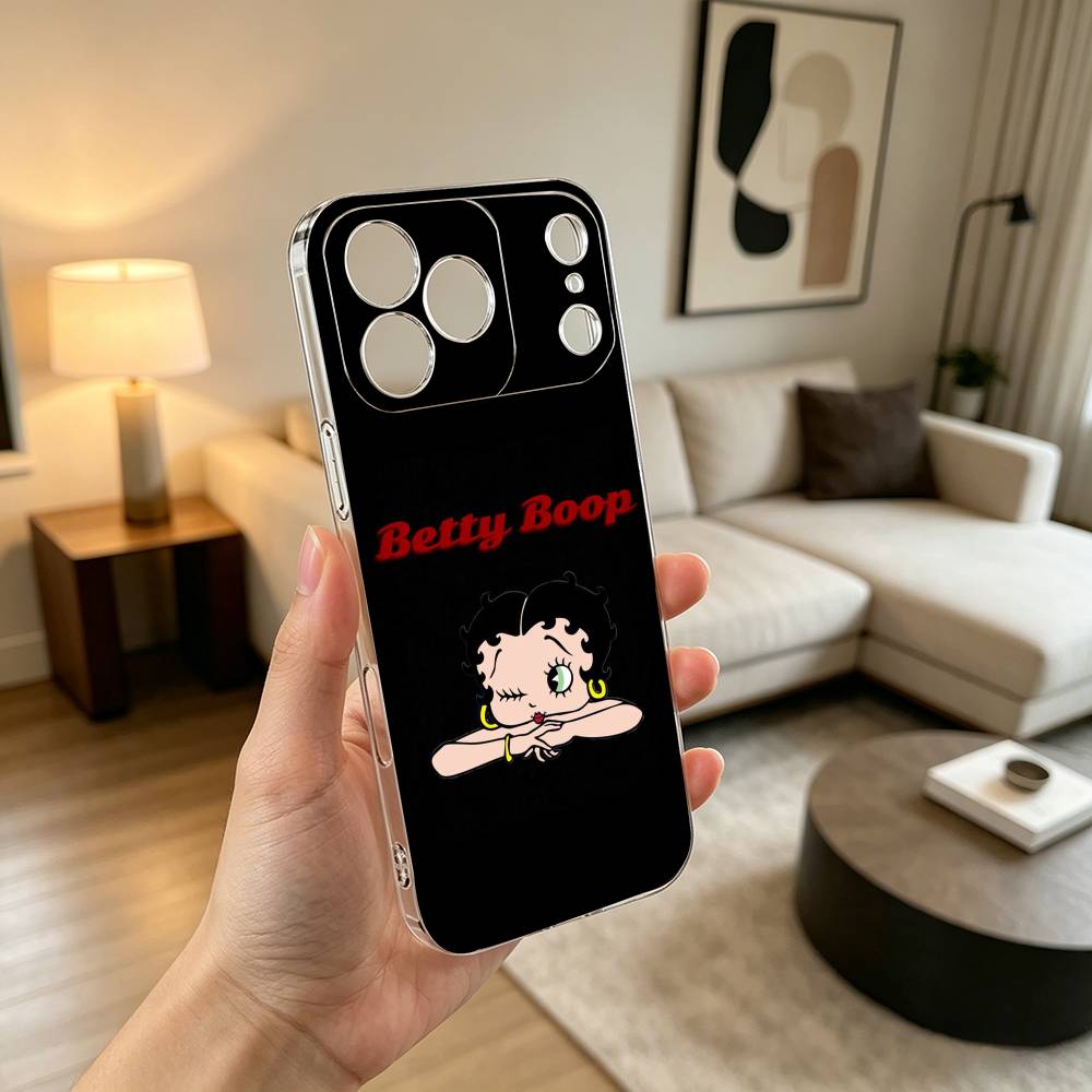 Classic Character B-Bettys Boops Gift Phone Case For iPhone 17 16 15 14 13 12 11 Mini Pro Max Plus Transparent Cover