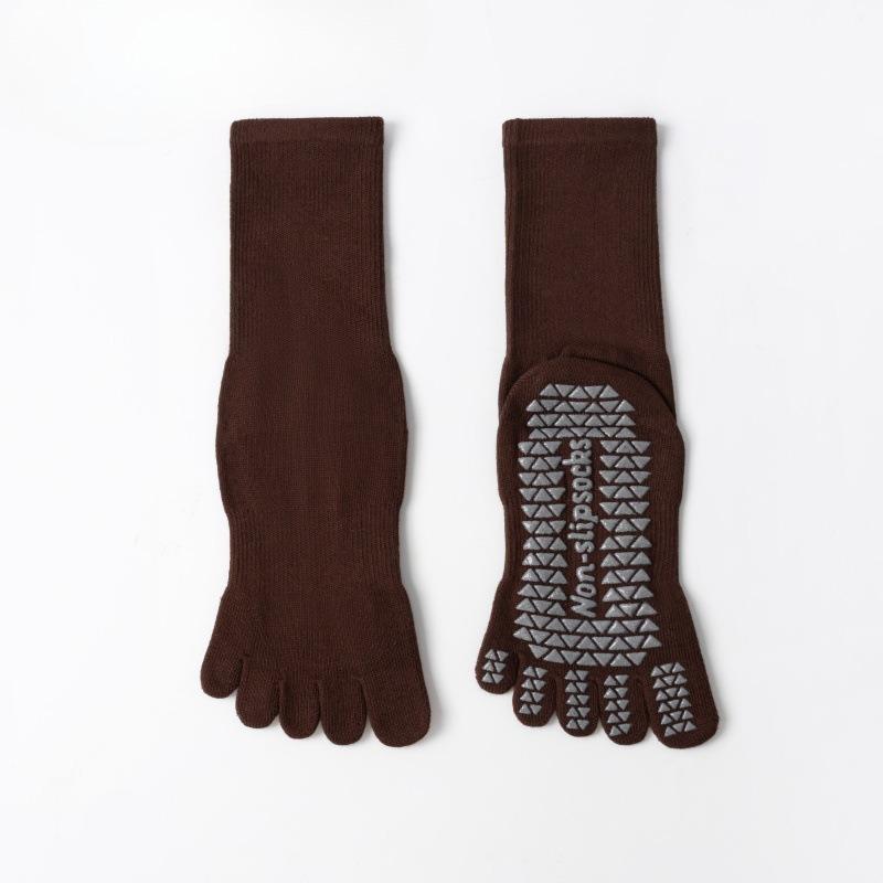 Cotton Yoga Socks with Anti-slip Properties for Pilates Five-finger Socks, Pure Cotton Sweat-absorbing Long-tube Yoga Sports Socks
