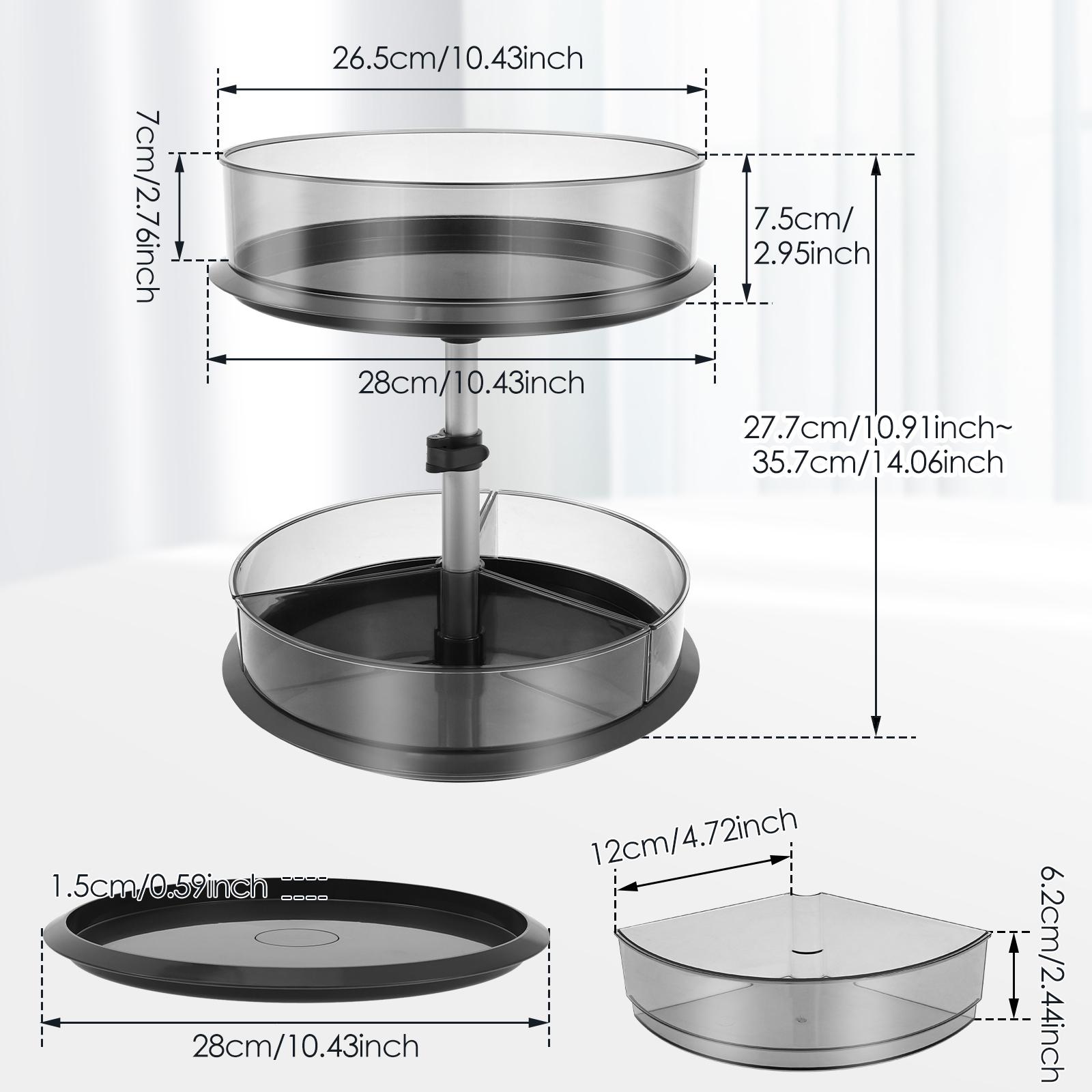 

2 Tier 360° Rotating Storage Rack Adjustable Height Pill Bottle Organizer Transparent Seasoning Bottle Storage Rack for Kitchen
