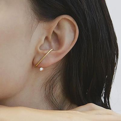 Orecchini Pendenti Lineari Minimalisti Retrò con Perle per Donna - Stile Celebrità Coreana