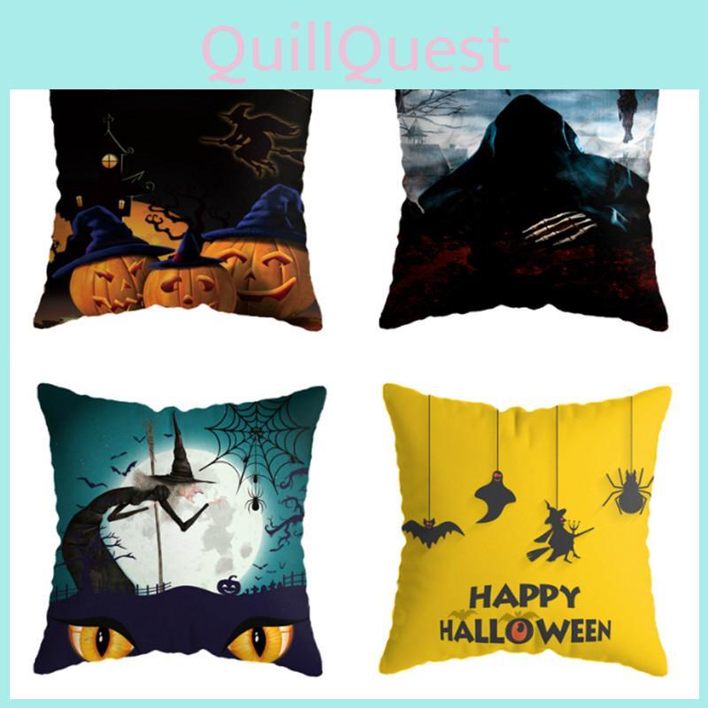 Kissenbezug mit Halloween-Motiv aus superweichem Kurzflor-Veloursmaterial