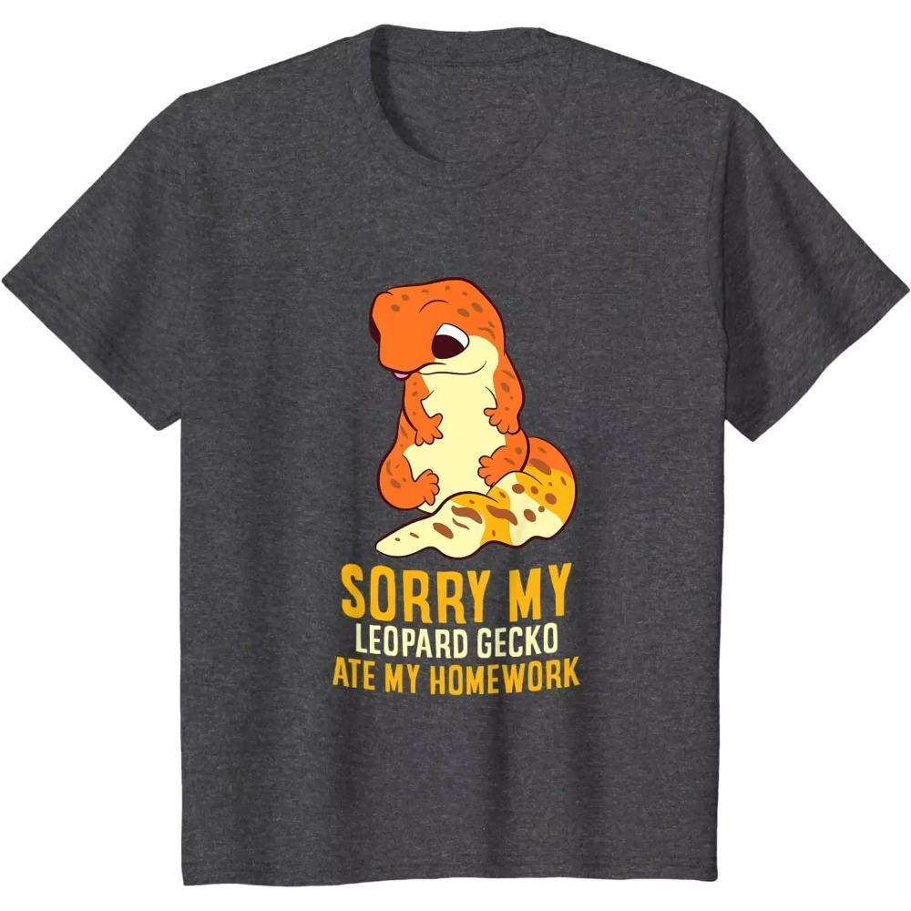 Leopard Gecko Kids Men Women T Shirt School My Leopard Gecko Ate My Homework T-Shirt Cotton Daily Four Seasons Tees