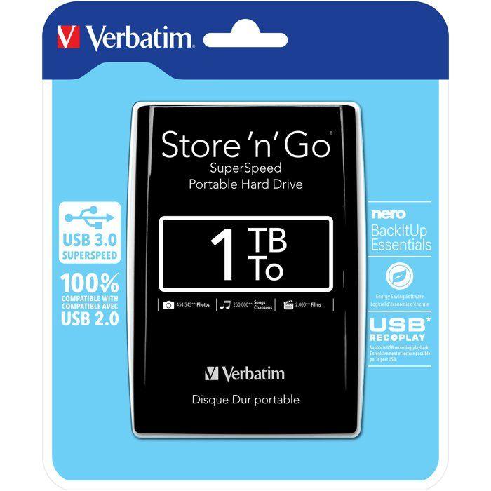 Disque dur externe - verbatim - store'n'go - 2.5" - 1 to - usb 3.0 - noir