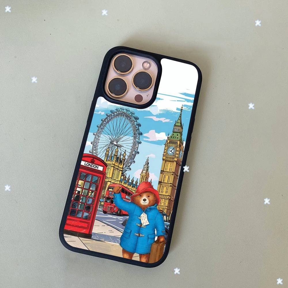 Cute P-Paddington B-BearS Hard Plastic Phone Case For Iphone 17 Air 16 15 14 13 12 11 Pro Max PC TPU Ins Case