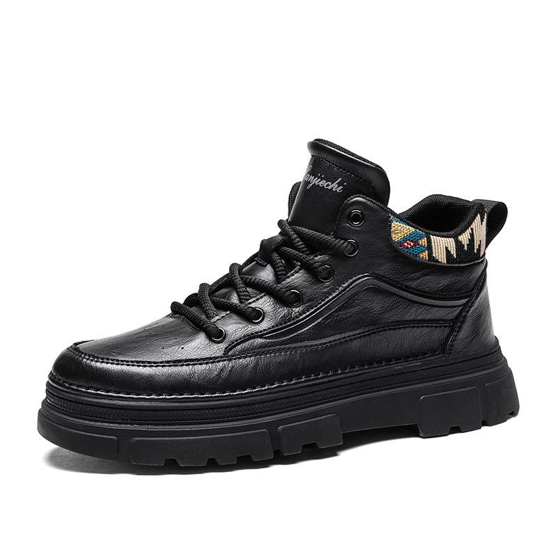 High-top comfortable autumn new winter velvet warm cotton shoes leather shoes non-slip casual Martin