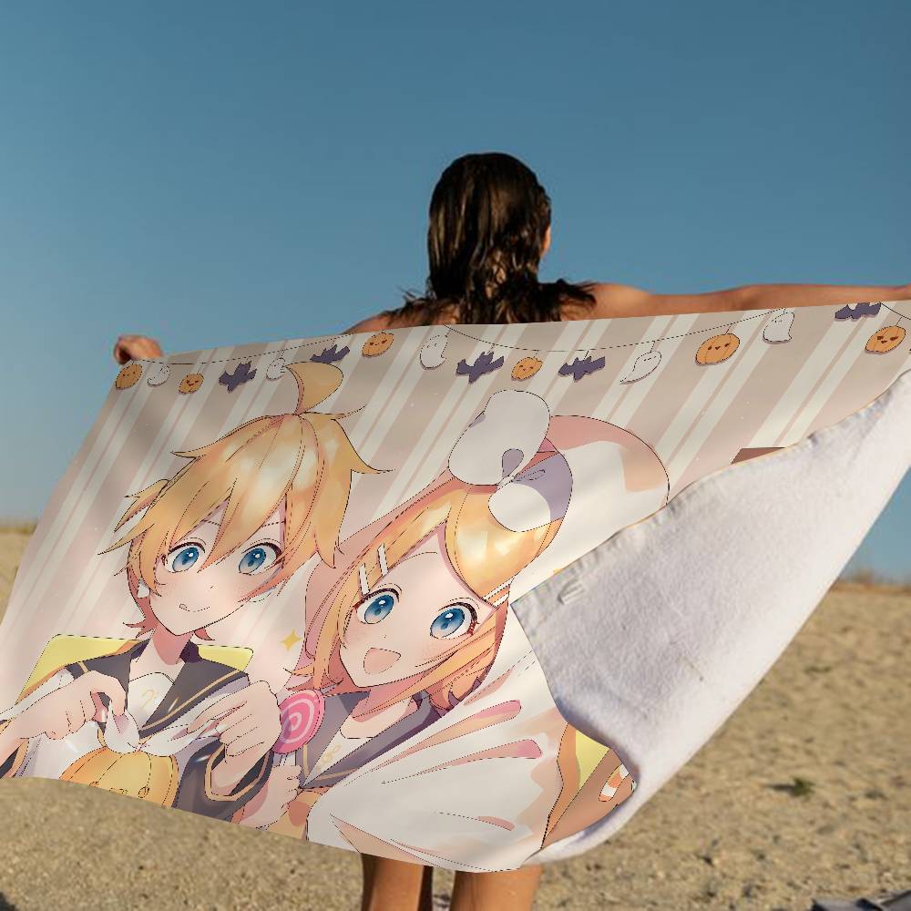 K-Kagamine-Len Microfiber Printed Beach Towel Mountain Climbing Yoga Beach Swimming Running Absorbent Soft Towel