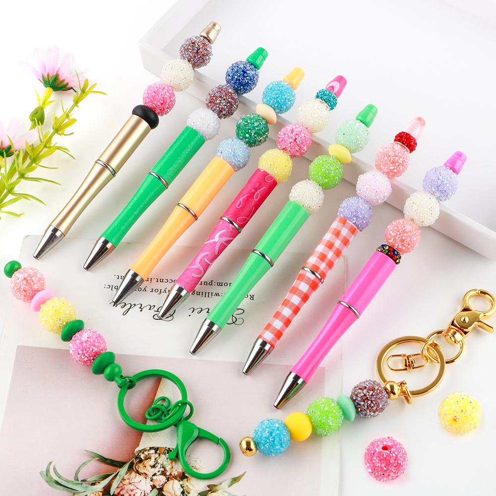 15Pcs 16MM Resin  Round Acrylic Beads Sugar Sand Pasting Process Fashion For Jewelry Making DIY Handmade Bracelets Accessories