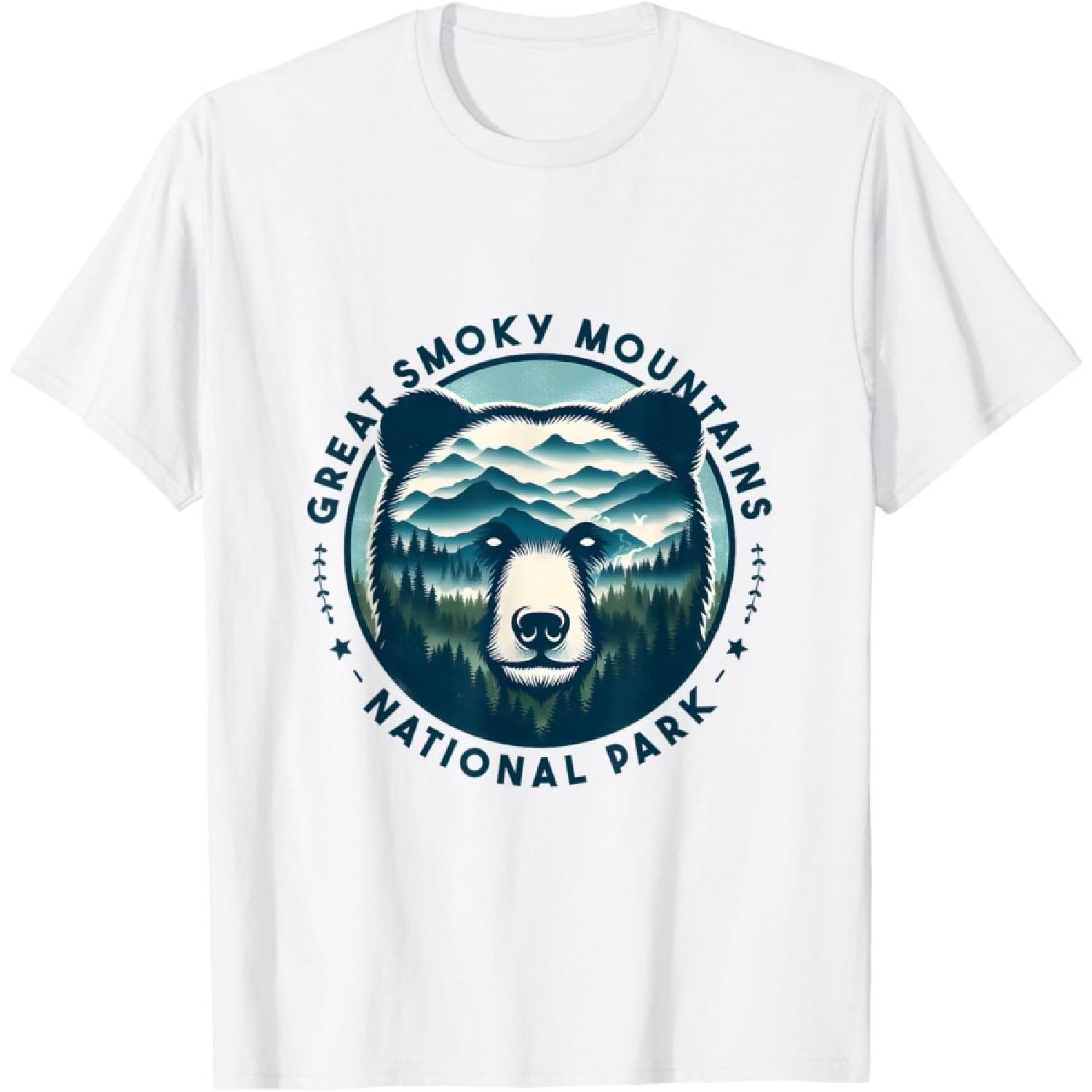 Hiking Camping Great Smoky Mountains National Park Bear Tee T-Shirt XXXXXL белый