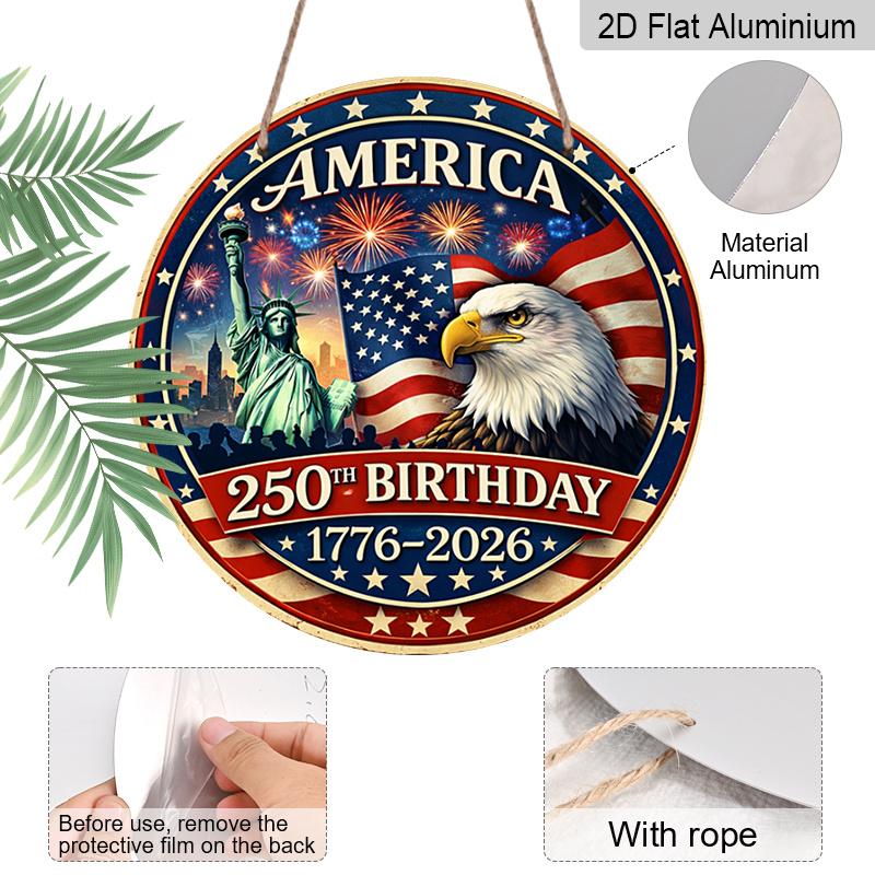2D Plat, 1 stuk Amerika 250ste Verjaardag Muurbord Geschikt voor Patriottische Decoratie, 250 Jaar Geschiedenis Viering, Retro Plaquette voor 4 juli, Herdenking