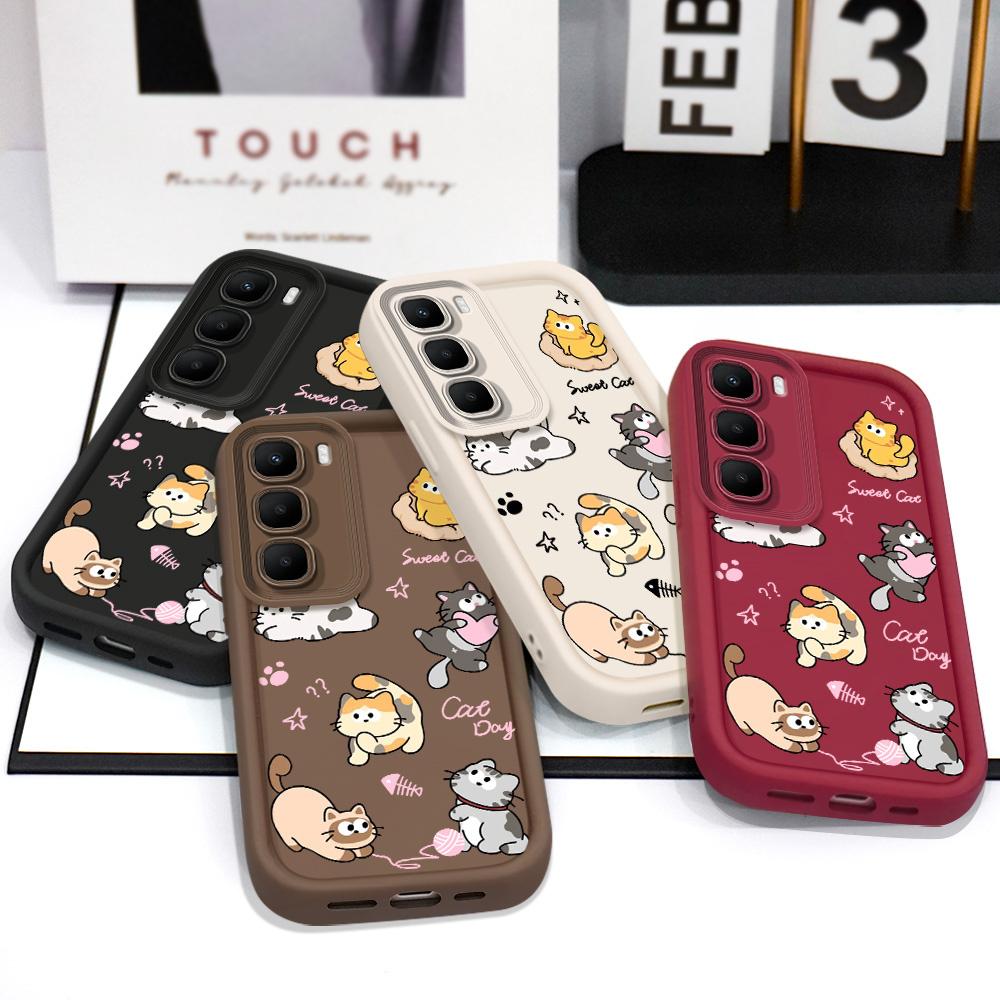 Playing Cute Cat Phone Case For Infinix Hot 60 60I 50 40 40I 30 30I 20 Pro Plus Play 4G 5G Staircase Soft Cover