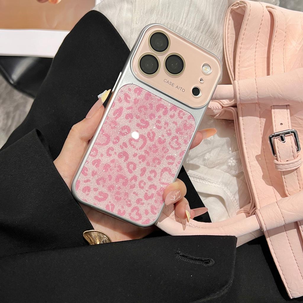 The New Second Change 17 Leopard Print Mobile Phone Case Is Suitable for iPhone17promax Glitter Large Window Apple 17 Mobile Phone Case.
